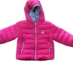 Gerry Outerwear Girls Size 2T Hot Pink Puffer Coat Jersey Lined Hooded Jacket